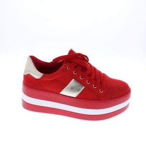 New Women Retro Chunky Lace Up Platform Round toe